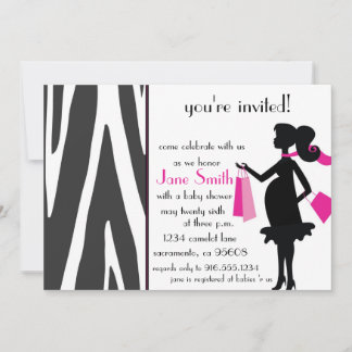 Invitation Baby shower tendance rose et noir Zèbre