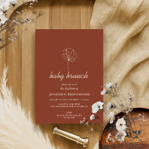 Invitation Baby Shower Terracotta Ivoire Botanique Simple Boh
