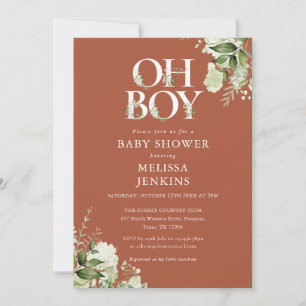 Invitation Baby-Shower Terracotta Oh Boy Botanique