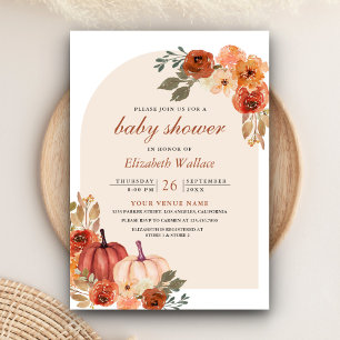 Invitation Baby Shower Terreux Fleur Terracotta Citrouille
