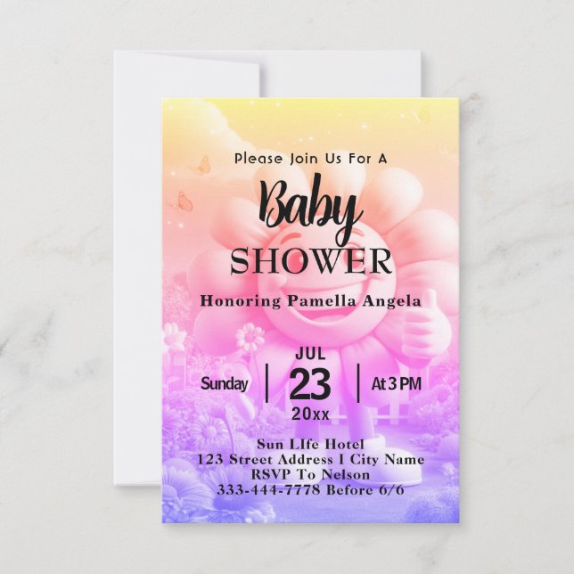 Invitation Baby Shower Texte Personnalisé  (Devant)