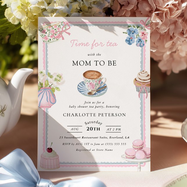 Invitation Baby Shower Thé de Coquette Vintage (Créateur téléchargé)