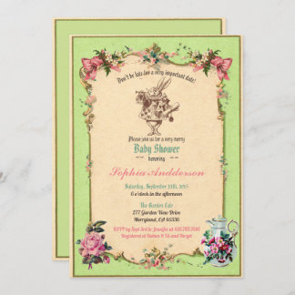 Invitation Baby shower thé fête sieste verte et voir