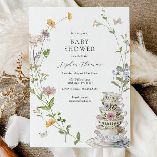 Invitation Baby Shower Thé Fleur Sauvage