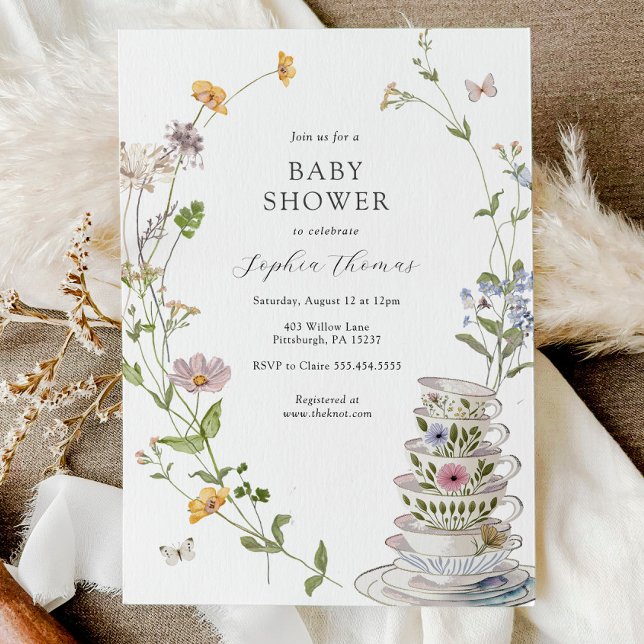 Invitation Baby Shower Thé Fleur Sauvage (Créateur téléchargé)