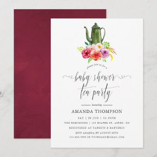Invitation Baby Shower Thé Party au Charme Rustique Vintage