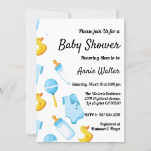 Invitation Baby shower thématique canard et bateau