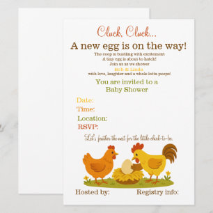 Invitation Baby shower thématique poulet