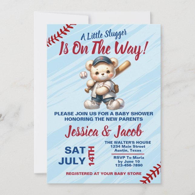 Invitation Baby-shower thème baseball (Devant)