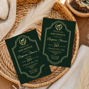 Invitation Baby shower thème Cheval de Polo Vintage classique