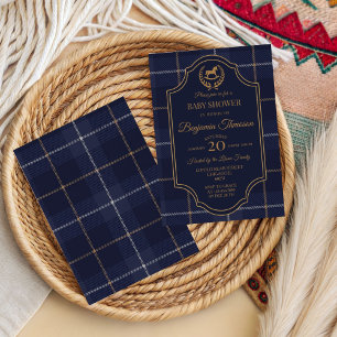 Invitation Baby shower thème Cheval de Polo Vintage classique