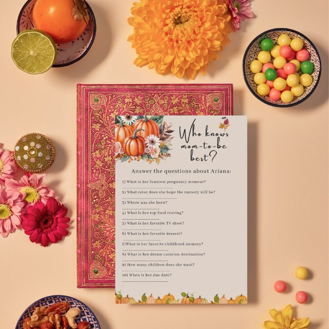 Invitation Baby Shower Thème Citrouille d'Automne Qui Connaît (Créateur téléchargé)