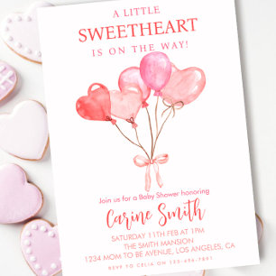 Invitation Baby Shower Thème Coeurs/Saint-Valentin
