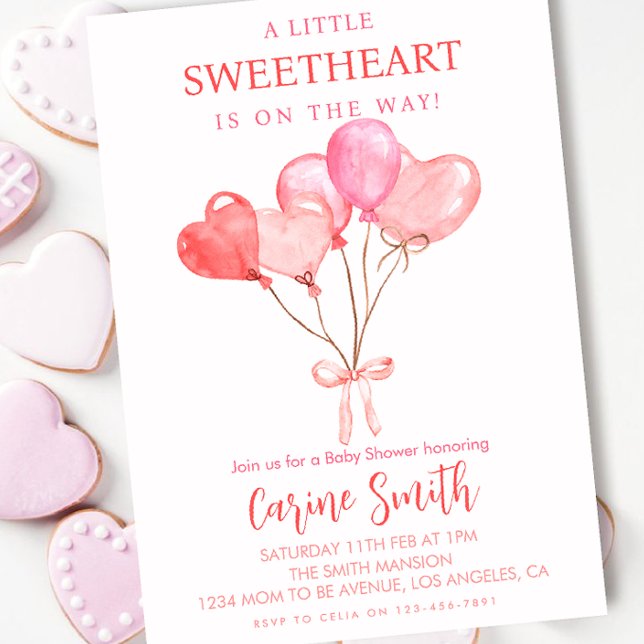 Invitation Baby Shower Thème Coeurs/Saint-Valentin  (Créateur téléchargé)