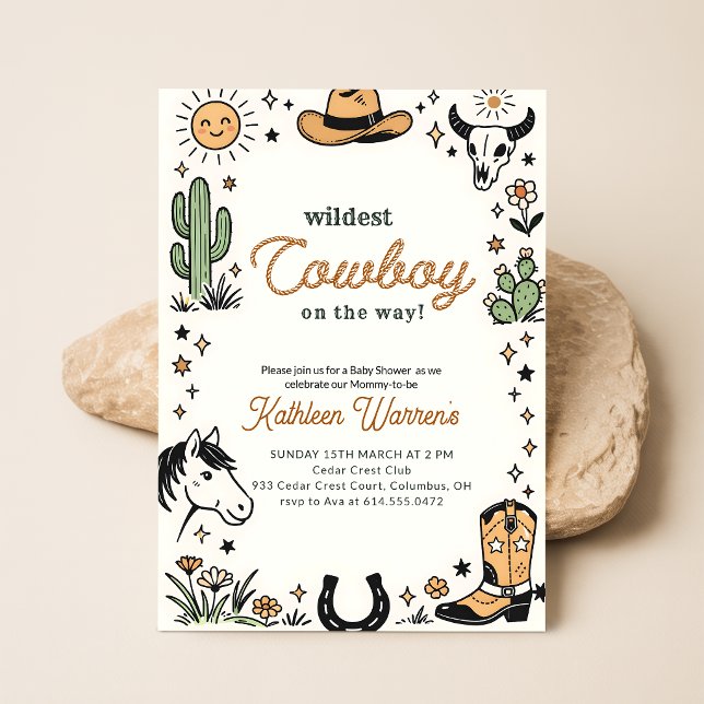 Invitation Baby Shower Thème Cow-Boy de l'Ouest (Créateur téléchargé)