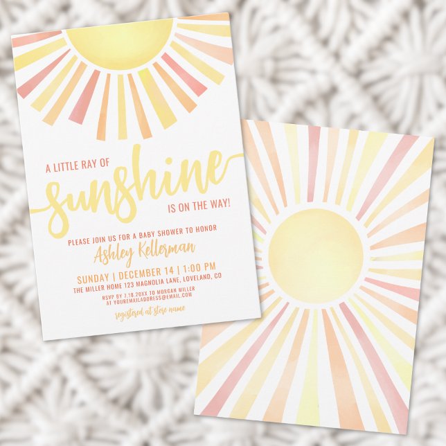 Invitation Baby Shower Thème Ensoleillé et Mixte pour Bébé (Little Ray Of Sunshine Boho Baby Shower Invitation)