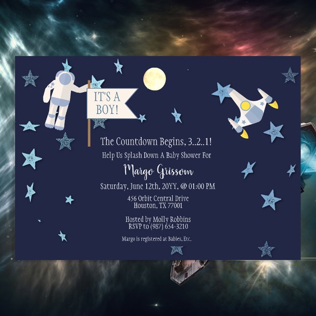 Invitation Baby Shower Thème Espace Bébé Countdown (Créateur téléchargé)