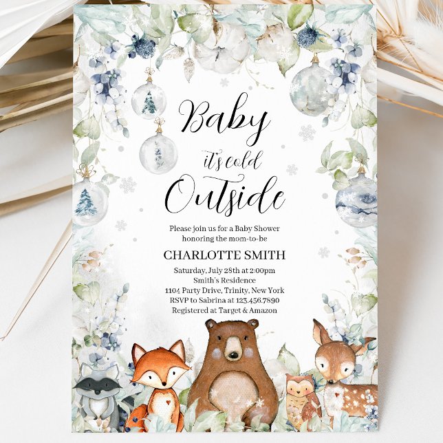 Invitation Baby-Shower Thème Forêt d'Hiver (Créateur téléchargé)