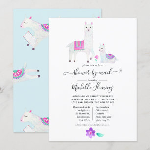 Invitation Baby Shower thème lama aquarelle mignon par la pos