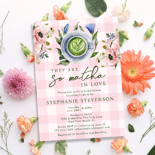 Invitation Baby Shower Thème Matcha Parfait Rose Floral