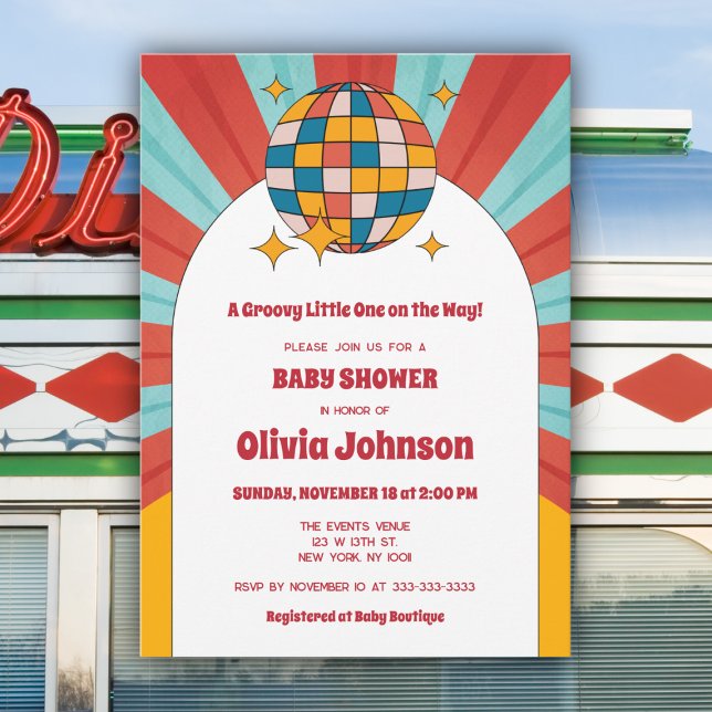 Invitation Baby Shower Thème Musique Rétro Années 60 Vinyl Mi (Créateur téléchargé)