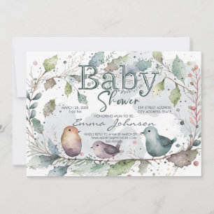 Invitation Baby-Shower Thème Nature Aquarelle