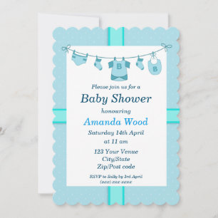 Invitation Baby Shower Thème Petit Garçon Bleu