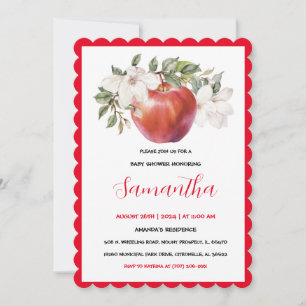 Invitation Baby Shower Thème Pomme Rouge Unique