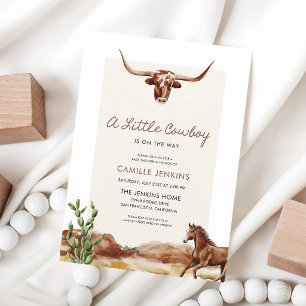 Invitation Baby Shower Thème Western Petit Cowboy