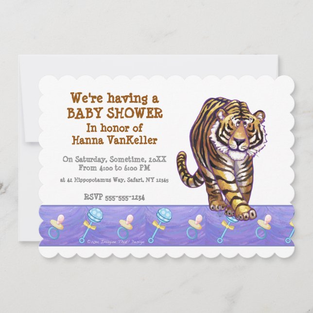 Invitation Baby shower Tiger mignon (Devant)