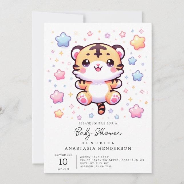Invitation Baby shower Tigre Moderne (Devant)