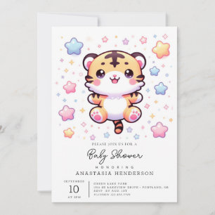 Invitation Baby shower Tigre Moderne
