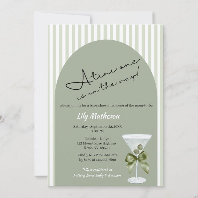 Invitation Baby shower "tini-one" Baby Martini (Devant)