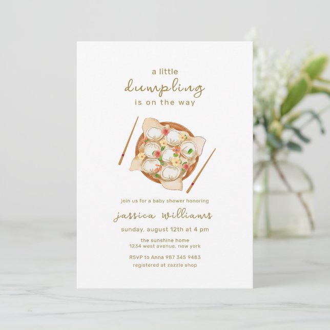 Invitation Baby Shower Tiny Flower Bao Dumpling  (Debout devant)