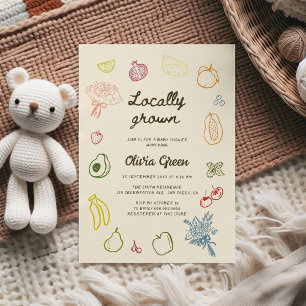 Invitation Baby shower tiré à la main localement cultivé