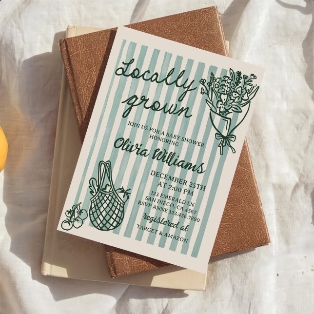 Invitation Baby shower tiré à la main localement cultivé (Créateur téléchargé)