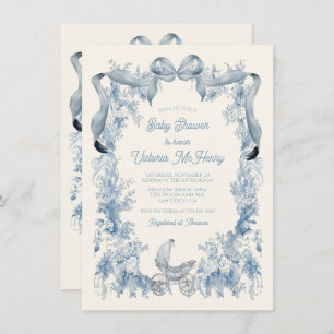 Invitation Baby shower Toile De Joey Floral Bow