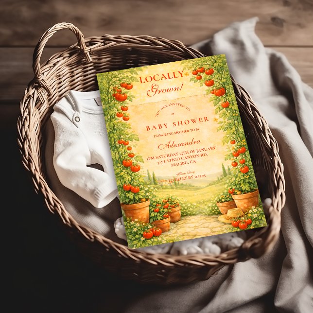Invitation Baby Shower Tomate Cultivée Localement (Créateur téléchargé)