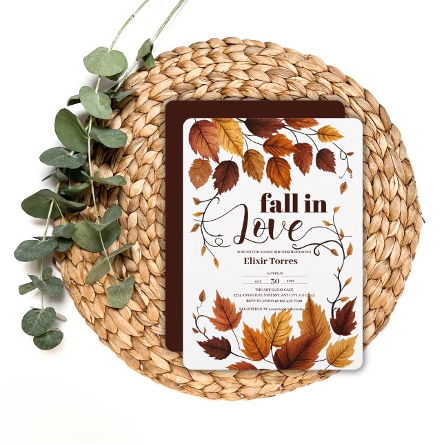 Invitation Baby Shower "Tombez amoureux des feuilles d'automn (Créateur téléchargé)