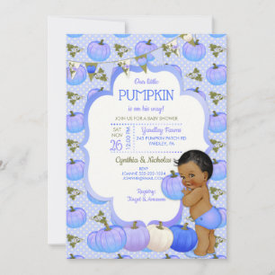 Invitation Baby Shower Ton Foncé Petit Garçon Citrouille