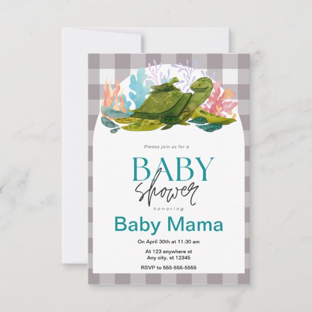 Invitation Baby shower tortue (Devant)