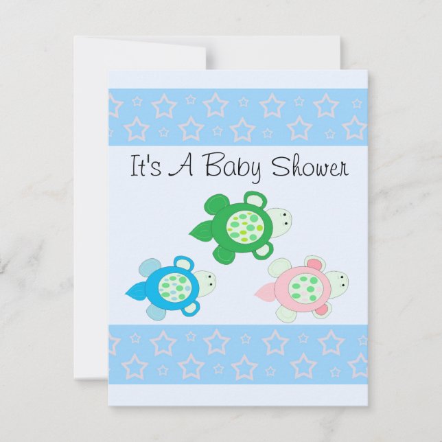 Invitation Baby-Shower Tortue Mignonne (Devant)