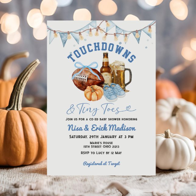Invitation Baby shower Touchdown Tiny Tots Football Couples (Créateur téléchargé)