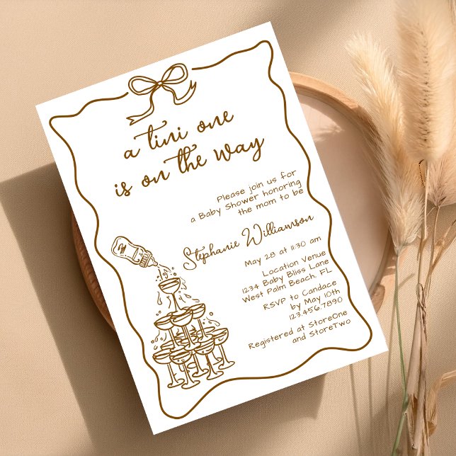 Invitation Baby shower tour Martini à la main tiré pour bébé (Créateur téléchargé)