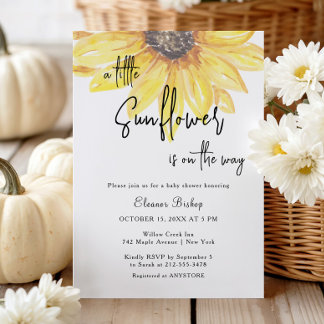 Invitation Baby Shower Tournesol Miniature Aquarelle