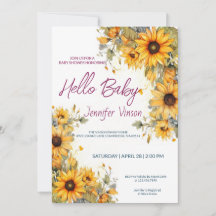 Invitation baby shower tournesols