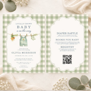 Invitation Baby Shower Tout en Un à Carreaux Gingham de Fabri