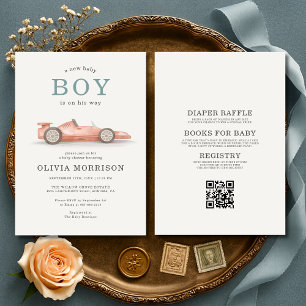 Invitation Baby Shower Tout-en-un Voiture de Course