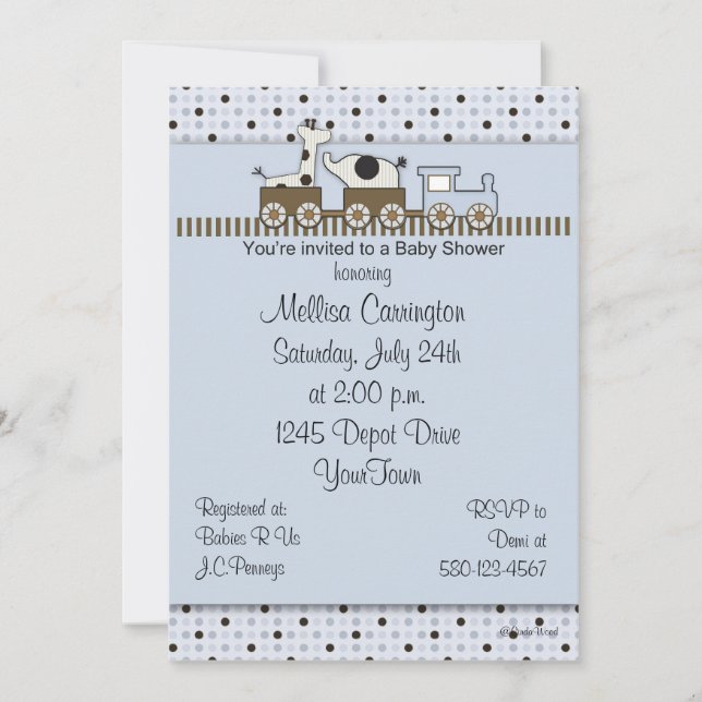 Invitation Baby shower Train (Devant)