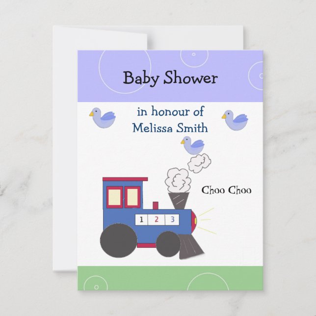 Invitation Baby Shower Train Choo Choo (Devant)
